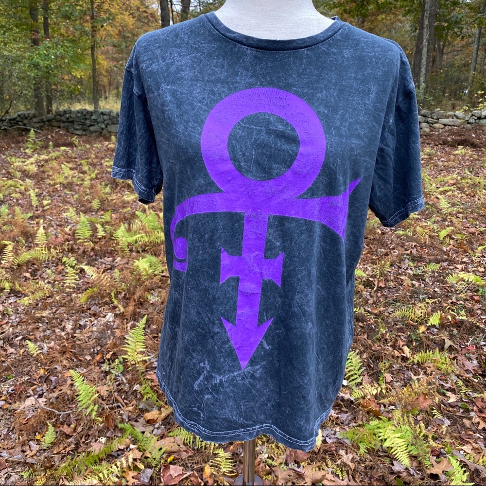 PRINCE TOP TEE SHORT SLEEVE GRAY PURPLE DISTRESS Size M